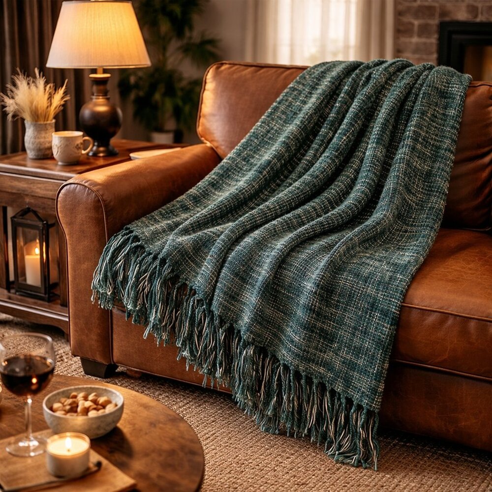 Southern Living Berkley Tweed Throw Blanket | Cozy Classic Home Decor - Picture 2 of 5